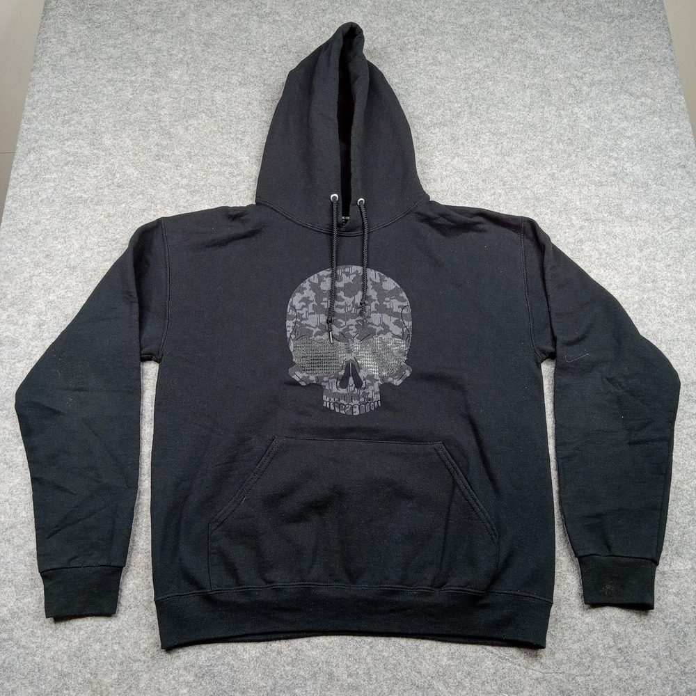 Karl Lagerfeld Hoodie Mens Medium Skull Camo Pullover Sweatshirt Sweater Paris